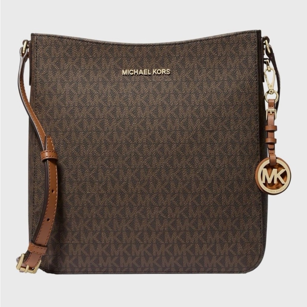 Michael Kors Jet Set Large Brown/acorn Signature Messenger Bag - NEW! - Picture 2 of 4